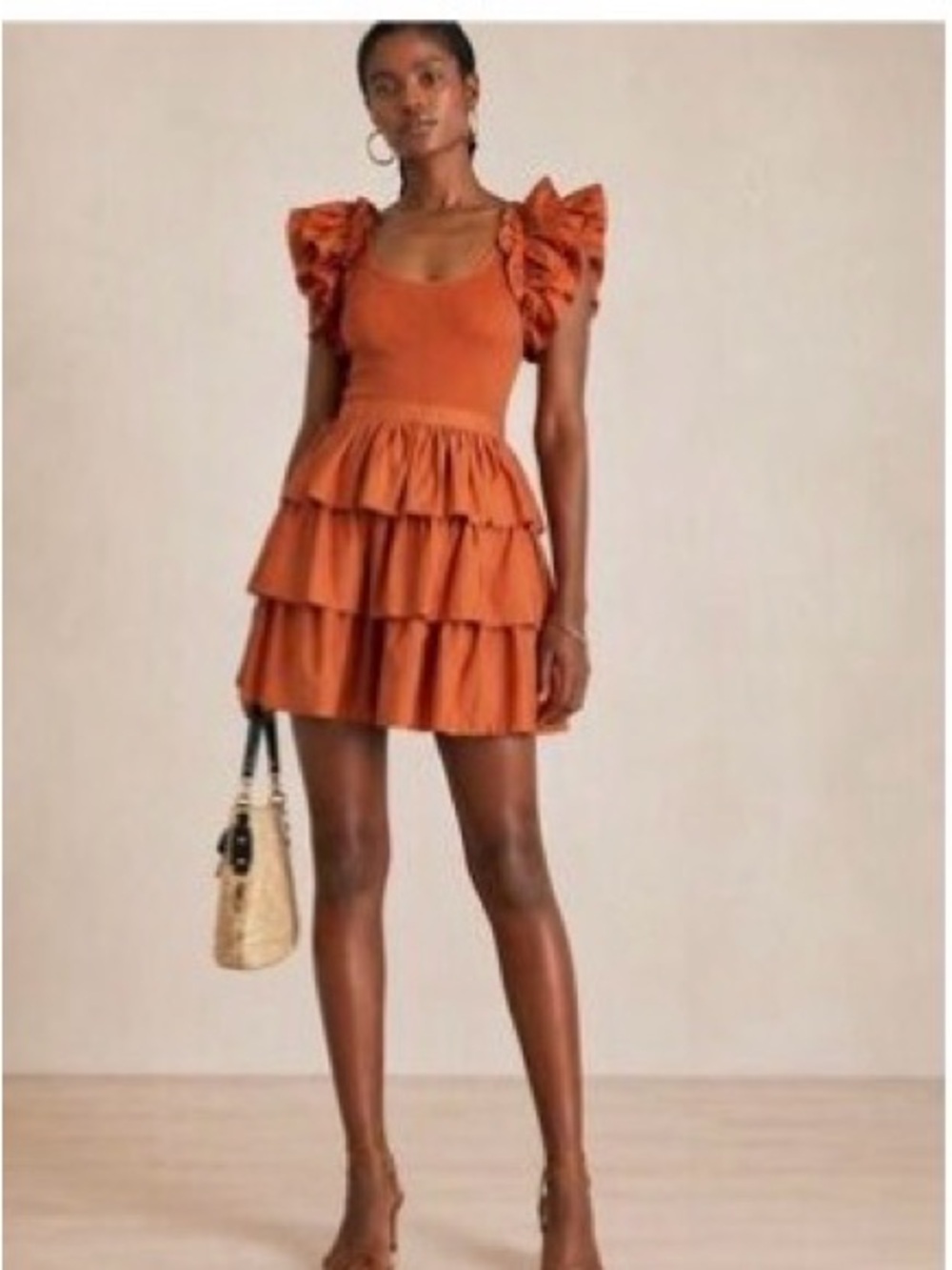 Ulla Johnson Ruffled Mini Dress in Coral